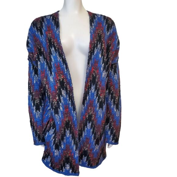 MAJE Marion Womens long Oversized Jacquard Cardigan Sweater pockets Size 1/S - Picture 1 of 9